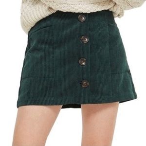 Topshop Green Corduroy Skirt
